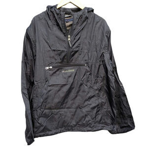 Vintage 90s Tommy Hilfiger Wind Breaker Black Rain Jacket Preppy Hood Women L